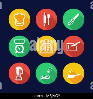 Cooking Icons Flat Design Circle Stock Vector