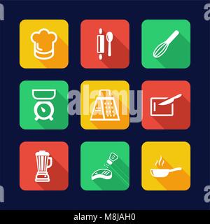 Cooking Icons Flat Design Stock Vector