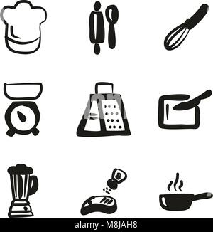 Cooking Icons Freehand Fill Stock Vector