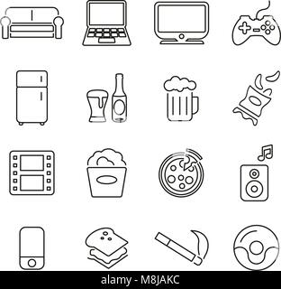Couch Potato Icons Thin Line Vector Illustration Set Stock Vector