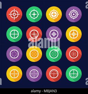 Crosshair Icons Flat Design Circle Stock Vector