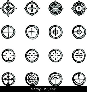 Crosshair Icons Freehand 2 Color Stock Vector