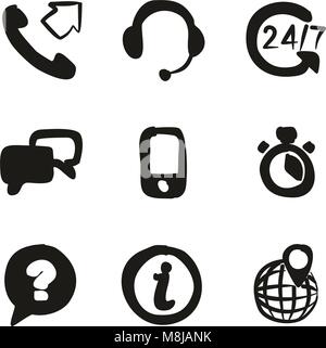 Customer Service Icons Freehand Fill Stock Vector