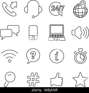 Customer Service or Support Center Icons Thin Line Vector Illustration Set Stock Vector