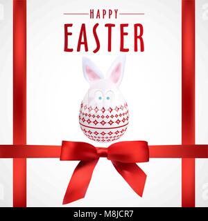 Red Happy Easter Rabbit Egg Poster, Vector, Illustration, Eps File Stock Vector