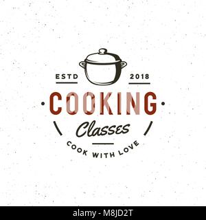 vintage cooking classes logo. retro styled culinary school emblem. vector illustration Stock Vector