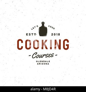 vintage cooking classes logo. retro styled culinary school emblem. vector illustration Stock Vector