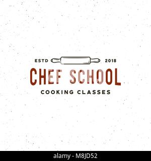 vintage cooking classes logo. retro styled culinary school emblem. vector illustration Stock Vector