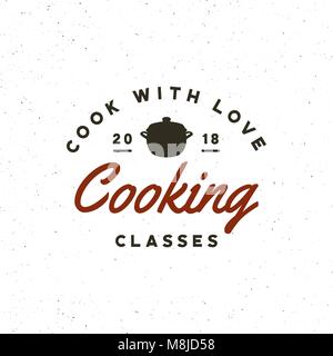 vintage cooking classes logo. retro styled culinary school emblem. vector illustration Stock Vector