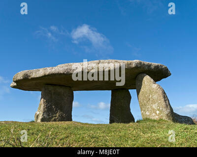 Lanyon Quoit (also known as Giant's table) ancient standing stones of long barrow burial chamber near Madron, Cornwall, England, UK Stock Photo