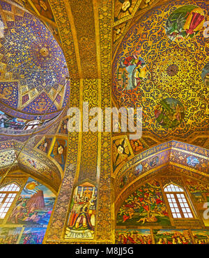 ISFAHAN, IRAN - OCTOBER 20,2017: The Holy Savior Cathedral is famous for its outstanding interior decoration with large amount of different elements - Stock Photo
