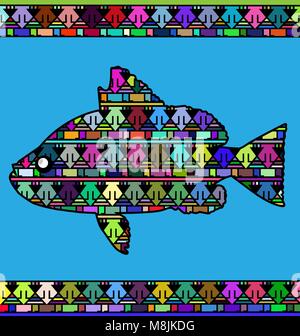 abstract colored background image of fish consisting of lines and triangles Stock Vector