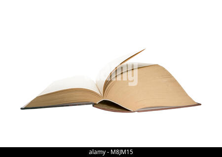 Opened thick book pages isolated on white background. Love read concept. Knowledge symbol. Book day. Stock Photo