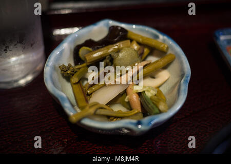 Pickled green vegetables served as a side dish Stock Photo