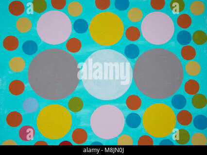 Hand painted blue, yellow, green and red bublles on white background Stock Photo