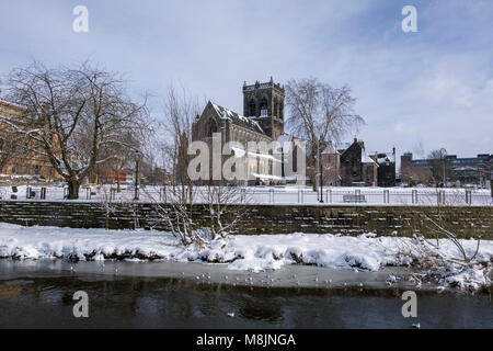 Paisley Abbey in the snow. Stock Photo
