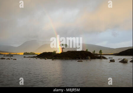 Rainbow over Rannoch moor, Scotland, May Stock Photo