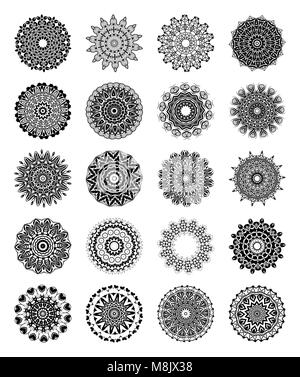 Set Mandalas. Round Ornament Pattern. Ethnic decorative elements. Vintage decorative elements. Oriental pattern illustration. Islam, Arabic, Indian, t Stock Vector