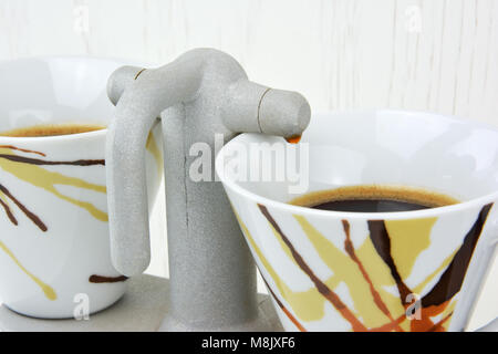 Preparing coffee in double espresso maker Stock Photo