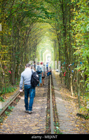 An autumn view of the Tunnel of Love, near Rivne, Ukraine Stock Photo