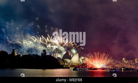 New Years Eve Fireworks and Celebration in Sydney, Australia Stock Photo