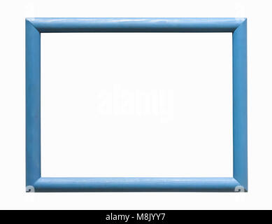 Blue wooden photo frame isolated on white background with clipping path Stock Photo