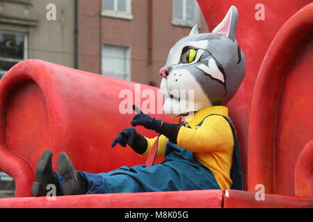 Bui Bolg Productions Wexford. Image from Dublin city centre during the Saint Patrick's Day parade as part of the annual Saint Patrick's Festival. Sain Stock Photo