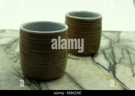 four different juice glasses drink material various . Stock Photo