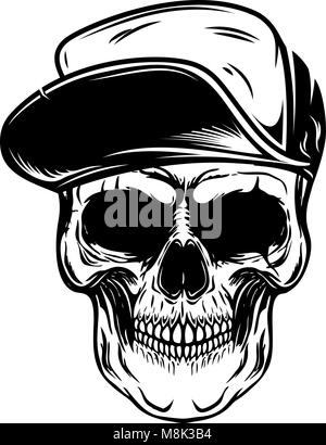 Skull in baseball hat isolated on white background. Design element for ...
