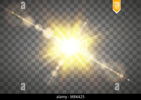 Vector transparent sunlight special lens flare light effect. Sun flash with rays and spotlight Stock Vector
