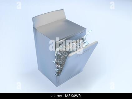 dishwasher with water on abstract blue background Stock Vector