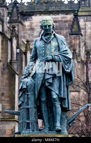 Statue of Adam Smith on the Royal Mile in Old Town of Edinburgh, Scotland, United Kingdom Stock Photo