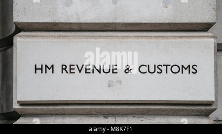 HM Revenue and Customs sign on a building in Whitehall, London, England, UK. Stock Photo