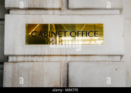 Cabinet Office brass plaque in Whitehall London government office Stock Photo