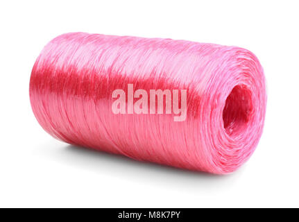 Roll of synthetic rope isolated on white background Stock Photo