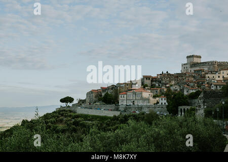 View on the hill town of Sermoneta in Italy Stock Photo