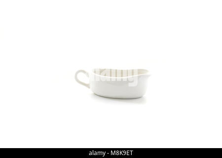 white porcelain sauceboat cup isolated on white background. Stock Photo