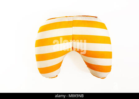 colored striped road travel pillow isolated on white background. Stock Photo