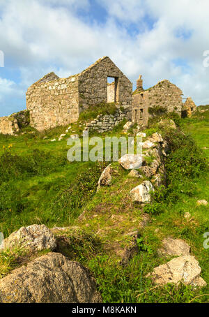 Deserted farm buildings near Porthgwarra in West Cornwall Stock Photo