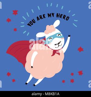 Fox in superhero mask and cloak.You are my hero Stock Vector