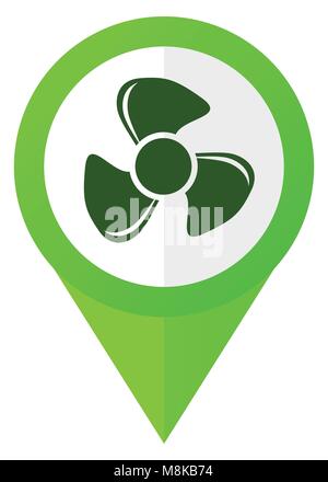 Fan green pointer vector icon in eps 10 isolated on white background Stock Vector