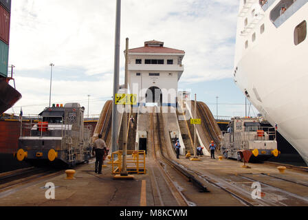 Coral Princess cruise ship passes through the Panama Canal Stock Photo