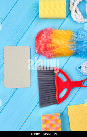 House cleaning products, vertical image. Stock Photo