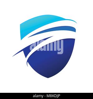 Blue Wave Swoosh Modern Shield Vector Symbol Graphic Logo Design Stock Vector