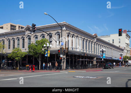 The Backesto Building (now home of barleymash), 5th Avenue, San Diego's Gaslamp Quarter, California Stock Photo