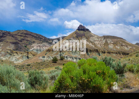Sheep Rock in the John Day Fossil Beds National Monument.  Oregon Stock Photo