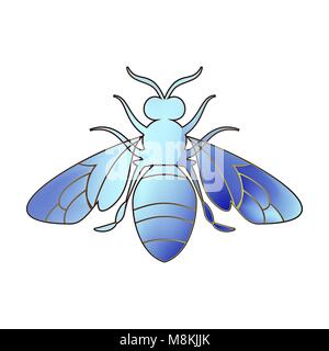 Golden honey bee uterus of summer day on white background. Stock Vector