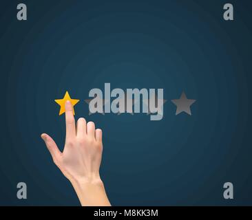 Hand with Star Rating.  Evaluation System and Positive Review Sign. Vector Illustration Stock Vector