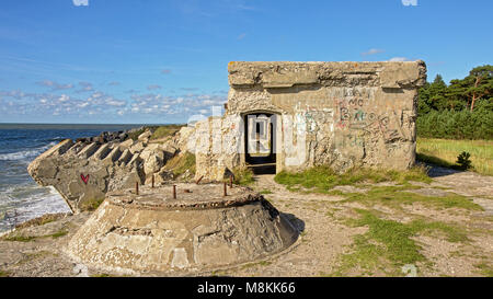 Leftovers of bombed sovjet fortress on the coast of the Baltic sea, in Karosta, Liepaja, Latvia Stock Photo