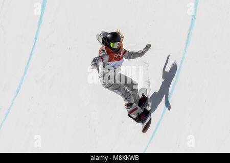 Chloe Kim (USA) gold medal winner competing in the Snowboard Ladies Halfpipe final at the Olympic Winter Games PyeongChang 2018 Stock Photo